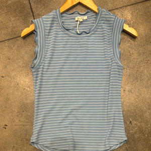 19449 Brushed Stripe Ruffle Top
