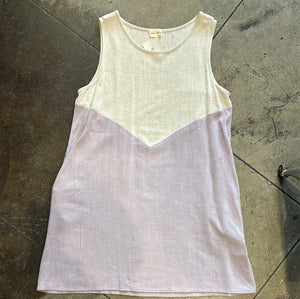 19318 Solid Linen colorblock dress