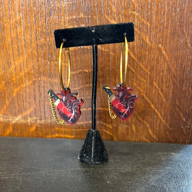 18686 Chopped Heart Hoop Earring
