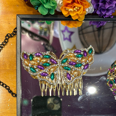 Mardi Gras Butterfly Hairclip