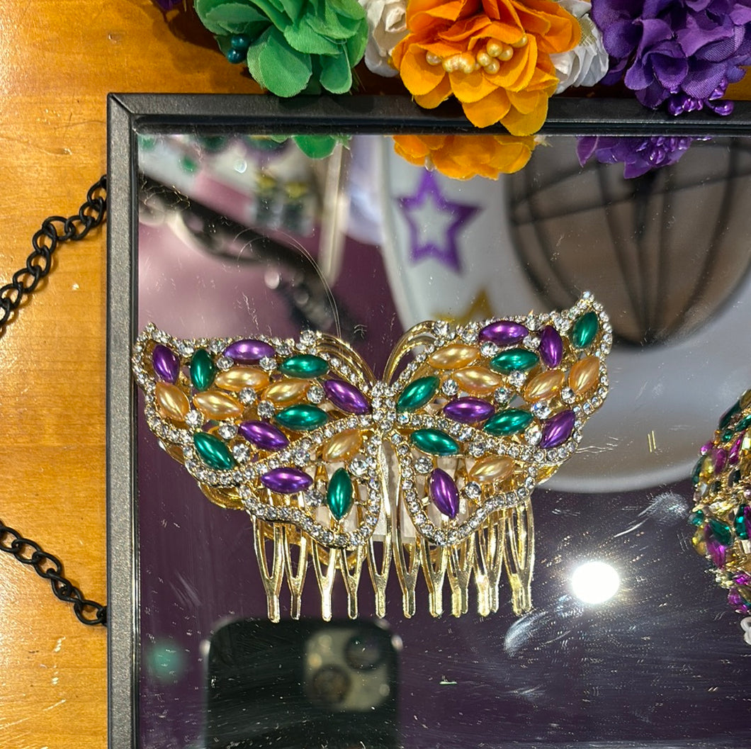 Mardi Gras Butterfly Hairclip