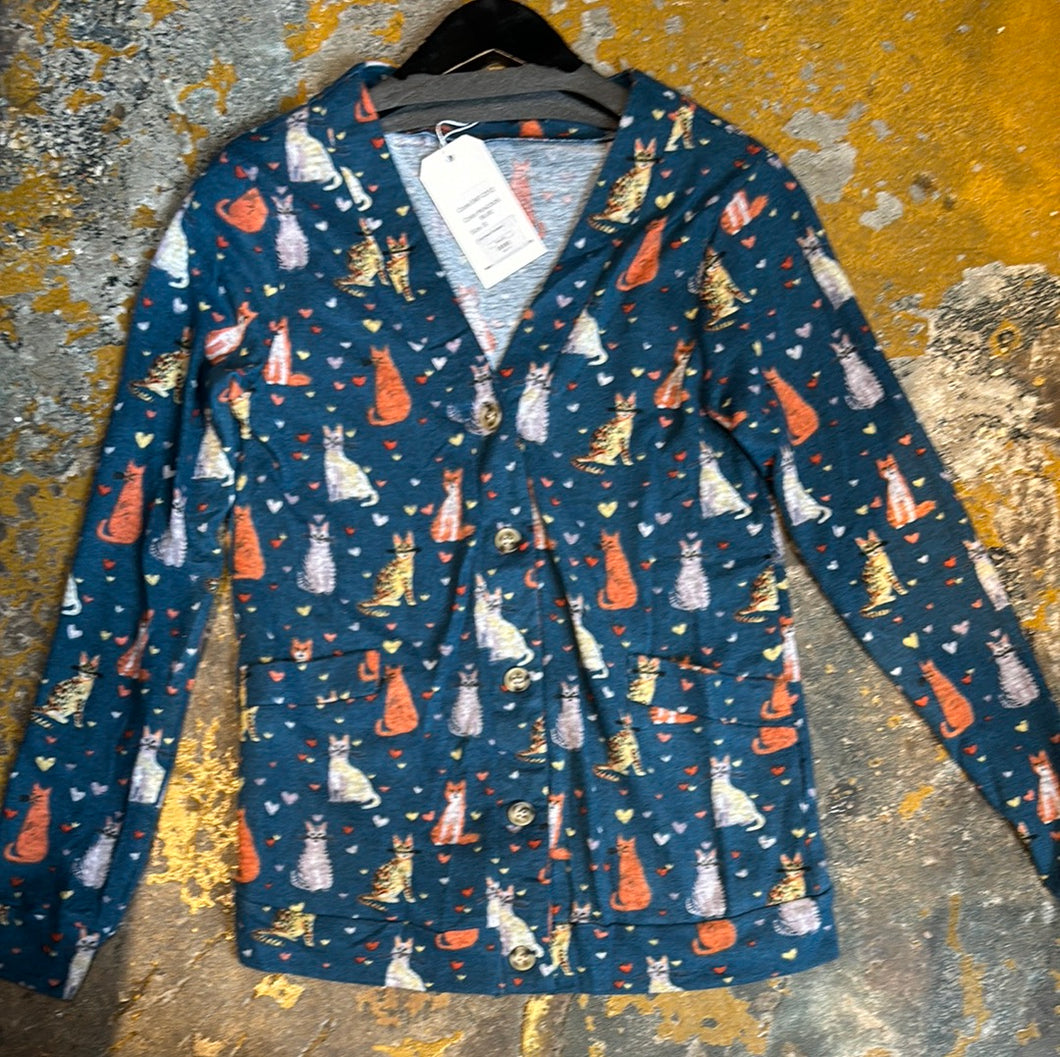 19177 Cats Heart Cardigan