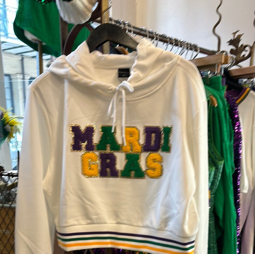 MG White Crop Hoodie