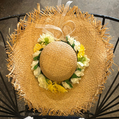 17816 Natural Sun Hat with Flowers