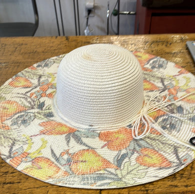 17818 Floral Printed Brim Sun Hat