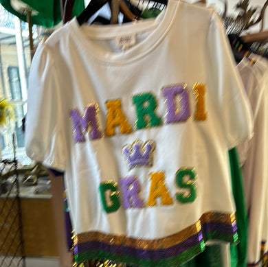 Mardi Gras Letter Patch Top