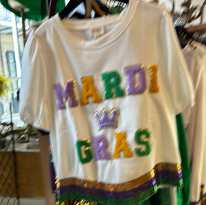 Mardi Gras Letter Patch Top