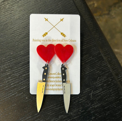 18813 I Heart Knives Earring