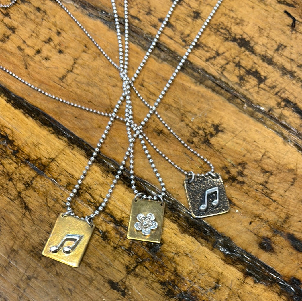 Brass/ Sterling Pendant & Chain by M. Henderson