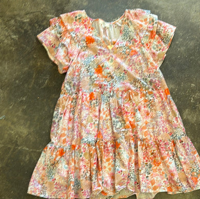 19310 Orange Floral Dress