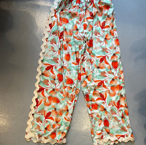 19766 Or/ Green Floral Rickrack Pant