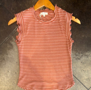 19449 Brushed Stripe Ruffle Top