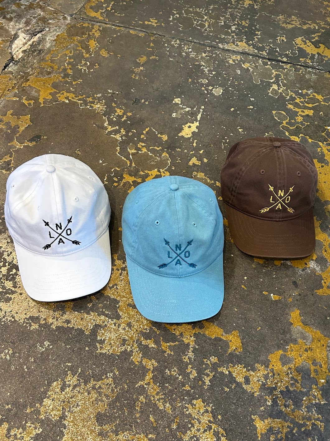 Classic chambray Nola Arrow embroidered baseball hat