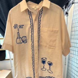 19764 Button Wine & Flower Shirt