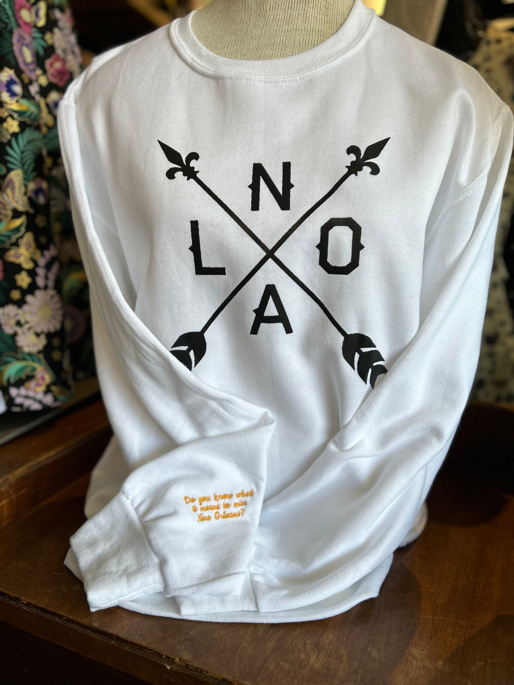 “Do you know what it means…” New Orleans Arrow embroidered pullover limited edition