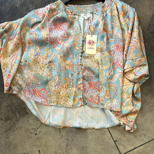19281 mint silky paisley top