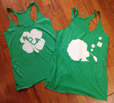 NOLA Shamrock and Bubble Girl Shamrock, Razor Back Tanks