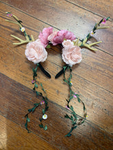Dreamy Antler &  pink flower headband 6514