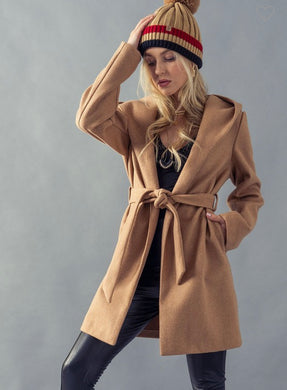 18257 Hoodie Belted Coat - super fashionable!
