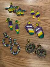 Mardi Gras Hand beaded Icon Earrings