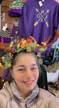 Velvet antlers with spring flowers headband 5853