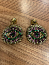 Mardi Gras Hand beaded Icon Earrings