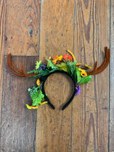 Velvet antlers with spring flowers headband 5853