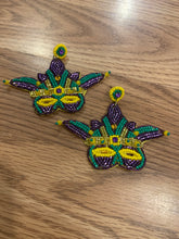 Mardi Gras Hand beaded Icon Earrings